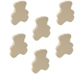 6 un. tirador pomo mueble bebé oso madera lacada beige claro arena 90x80mm