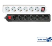 Regleta inline 6 puertos 6x tipo f con interruptor y seguridad infantil blanco 3m