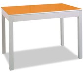 Mesa de cocina extensible de carro - 100x60 cm (150x60 cm) - estructura y extensión color aluminio - tapa cristal color naranja
