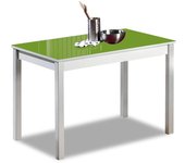 Mesa de cocina fija - 100x60 cm - estructura color aluminio - tapa cristal color verde