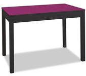Mesa de cocina extensible de carro - 100x60 cm (150x60 cm) - estructura y extensión color negra - tapa cristal color berengena