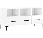 Mueble tv blanco brillo 102x36x50 cm madera contrachapada