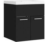 Mueble lavabo con fregadero integrado aglomerado negro