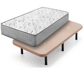 Colchón viscoelástico diamond fresh + base tapizada beige con 6 patas de 25 cm | medidas: 90x180 cm