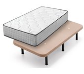 Colchón viscoelástico top dream + base tapizada beige con 6 patas de 32 cm | medidas: 90x180 cm