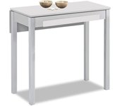Mesa de cocina extensible 1 ala caida - 80x40 cm (80x60 cm) - estructura color aluminio - tapa y ala caida laminado color gris