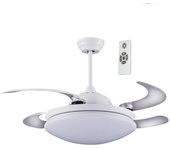 Ventilador de techo luz led 36w twin blanco moderno con aspas desplegables y mando a distancia ø112cm
