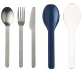 Set de cubiertos de acero inoxidable con estuche para llevar - nordic denim