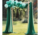 Tela drapeada con arco de boda, cortinas de tela de gasa verde esmeralda, 20 pies, telón de fondo de cortina transparente, cortinas con arco de boda