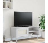 Mueble de tv | mueble de salón | mesa de tv senja aspecto ratán madera pino blanco 106x40x49cm cfw36735