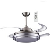 Ventilador de techo luz led 36w twin plateado moderno con aspas desplegables y mando a distancia ø112cm