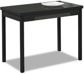 Mesa de cocina extensible 2 alas - 110x70 cm (170x70 cm) - estructura y alas color negra - tapa cristal color grafito