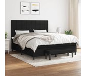 Cama con somier y colchón negro 180x200 cm tela