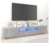 Mueble para tv | mueble de salón | mesa de tv con luces led gris hormigón 200x35x40 cm cfw88280