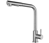 Grifo de cocina mezclador de fregadero de cocina de acero inoxidable 304 con rociador extraíble giratorio de 360 ° plateado