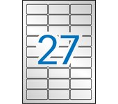Etiquetas metalizadas plata 63.5 x 29.6mm 20 hojas apli