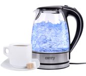 Hervidor agua eléctrico, 1,7 l, jarra cristal, resistencia oculta, inalámbrico, base 360º, camry, transparente, 2000, cr 1239