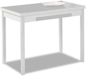 Mesa de cocina extensible 2 alas - 110x70 cm (170x70 cm) - estructura y alas color blanca - tapa cristal color gris
