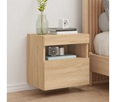 Mueble de tv de pared | mueble de salón | mesa de tv con luces led roble sonoma 40x30x40 cm cfw34376
