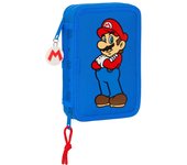 Plumier doble super mario play azul rojo 12.5 x 19.5 x 4 cm (28 piezas)