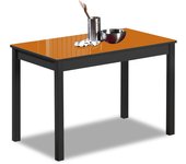 Mesa de cocina fija - 80x40 cm - estructura color negra - tapa cristal color naranja