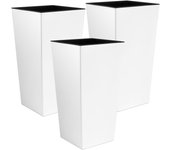 Pack 3 maceta alta blanca de plástico 2l - 12,6 x 12,6 x 20 cm
