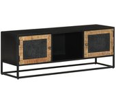 Mueble de tv | mueble de salón | mesa de tv madera maciza de mango y hierro 110x30x40 cm cfw83319