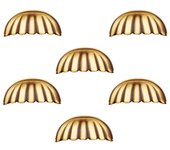 6 un. tirador concha gajos latón envejecido para puerta cocina - distancia tornillos 64mm