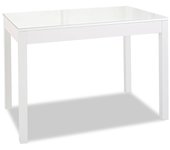 Mesa de cocina extensible 2 alas - 100x60 cm (150x60 cm) - estructura y alas color blanca - tapa cristal color blanca