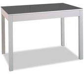 Mesa de cocina extensible de carro - 100x60 cm (150x60 cm) - estructura y extensión color aluminio - tapa cristal color grafito