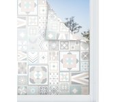 Panorama vinilo para ventanas azul estilo hidráulico 39x200 cm - vinilos adhesivo para cristal - pegatina opaca - vinilo translúcido