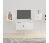 2 piezas muebles para tv de pared | mueble de salón | mesa de tv blanco brillante 40x34,5x40 cm cfw55820