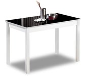 Mesa de cocina fija - 90x50 cm - estructura color blanca - tapa cristal color negra