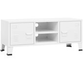 Mueble tv industrial blanco 105x35x42 cm metal