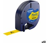 Cinta laminada para rotuladoras dymo 91202 12 mm letratag® negro amarillo (10 unidades)