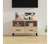 Mueble para tv | mueble de salón | armario tv madera contrachapada roble ahumado 80x36x50 cm cfw77455