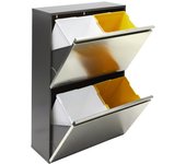 Arregui vario cr605 cubo de basura y reciclaje de acero inoxidable de 4 cubos, mueble de reciclaje para exterior o interior, 4 x 16 l (64 l)