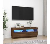 Mueble de tv | mueble de salón | mesa de tv con luces led marrón roble 100x35x40 cm cfw13502