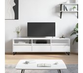 Mueble de tv | mueble de salón | mesa de tv madera contrachapada blanco 150x30x44,5 cm cfw78009