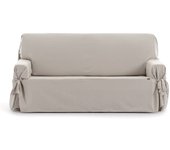 Funda de sofá dos plazas con lazos beige 140 - 180 cm