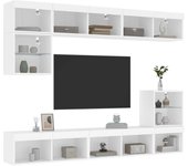 8 piezas muebles de tv | mueble de salón | armario tv de pared con led madera ingeniería blanco cfw15946