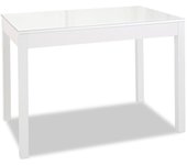 Mesa de cocina extensible de carro - 100x60 cm (150x60 cm) - estructura y extensión color blanca - tapa cristal color blanca