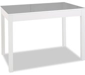 Mesa de cocina extensible de carro - 100x60 cm (150x60 cm) - estructura y extensión color blanca - tapa cristal color gris