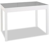 Mesa de cocina extensible de carro - 100x60 cm (150x60 cm) - estructura y extensión color blanca - tapa cristal color grafito