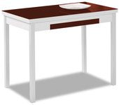 Mesa de cocina extensible 2 alas - 110x70 cm (170x70 cm) - estructura y alas color blanca - tapa cristal color burdeos