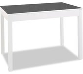 Mesa de cocina extensible 2 alas - 100x60 cm (150x60 cm) - estructura y alas color blanca - tapa cristal color grafito