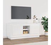 Mueble de tv | mueble de salón | mesa de tv madera contrachapada blanco brillo 102x35x45 cm cfw24878