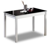 Mesa de cocina fija - 90x50 cm - estructura color aluminio - tapa cristal color negra