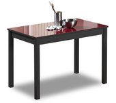 Mesa de cocina fija - 90x50 cm - estructura color negra - tapa cristal color rojo