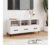 Mueble de tv | mueble de salón | mesa de tv madera contrachapada blanco 102x35x50 cm cfw16723